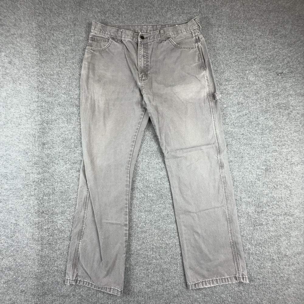 VTG Dickies Pants Mens 35x32 Gray Regular Fit Straight Leg Carpenter Denim Pants